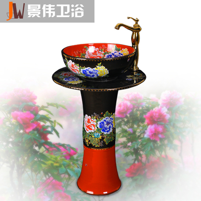 匠心獨運的浴室藝術 景偉景德鎮衛浴手繪立柱盆JW-1017與實用主義之選